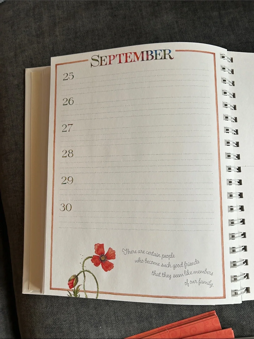 Floral Bouquet Hardcover Planner Journal Notepad Stationary set (cream/Red)